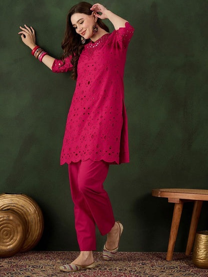 Dhiyona SN Women's Embroidered Pure Cotton Kurta & Trouser