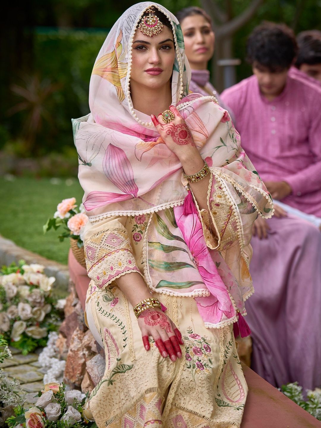 Women Floral Embroidered Kurta with Trousers & Dupatta