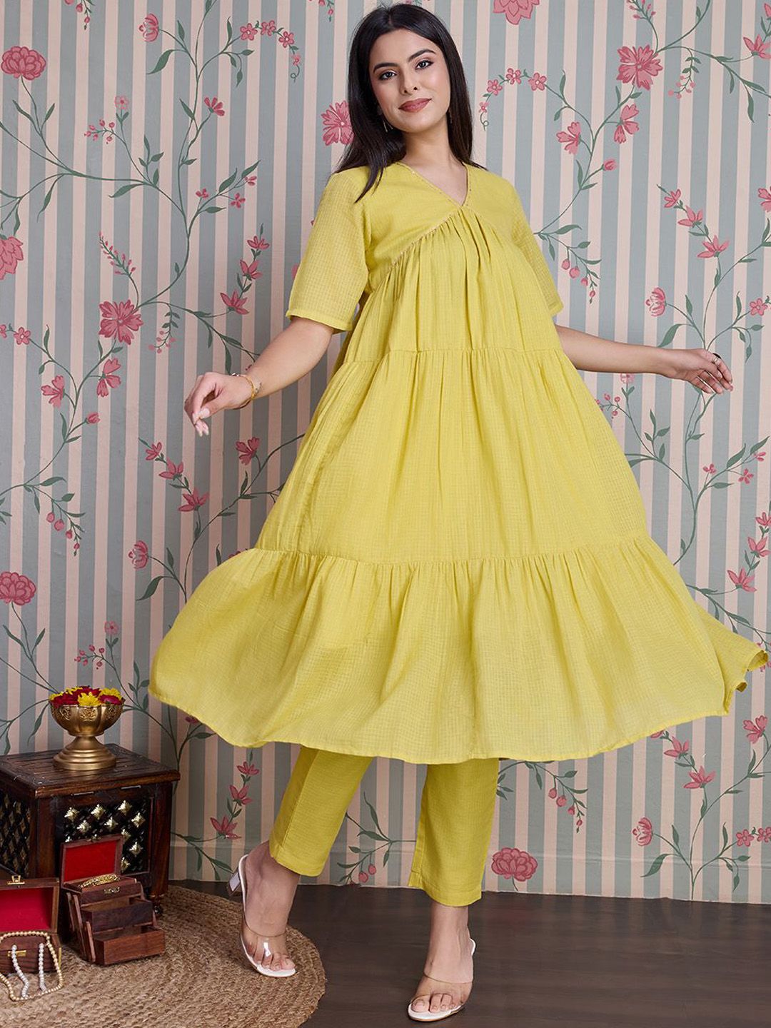 Dhiyona OD  Pure Cotton Anarkali Kurta with Trousers