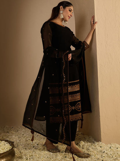 Dhiyona IE Women's Women Ethnic Motifs Printed Kurta with Palazzos & Dupatta