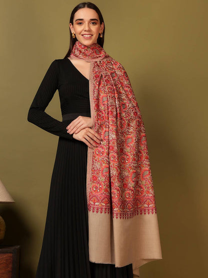 Dhiyona PA Floral And Paisley Embroidered Thread Work Woollen & Acrylic Shawl