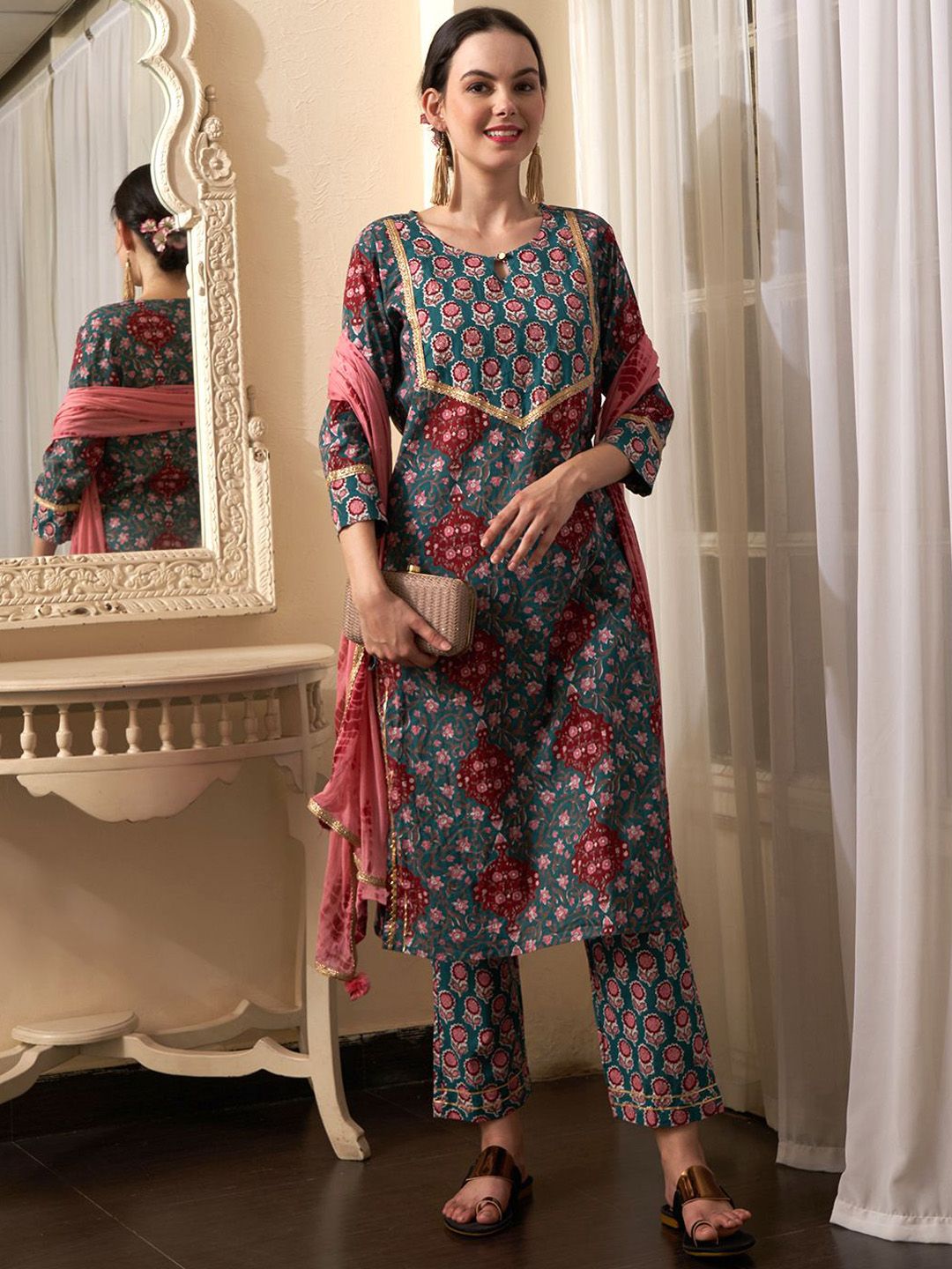 Dhiyona SN Women's Printed Pure Cotton Kurta Sets