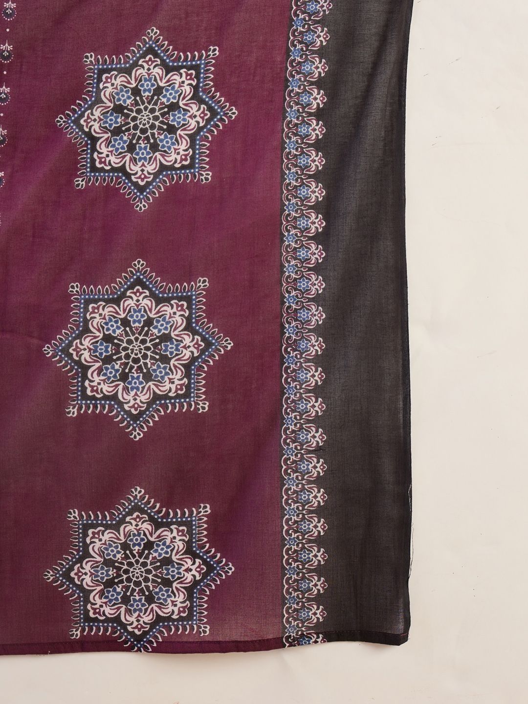 Women Ethnic Motifs Printed Regular Thread Work Pure Cotton Kurta with Trousers & With Dupatta