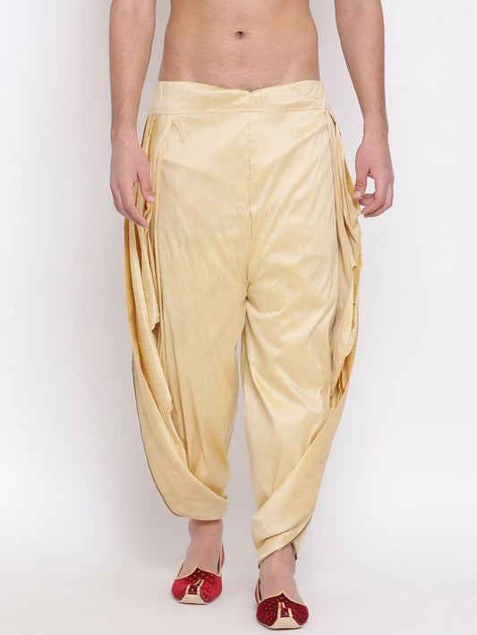 Men's Gold Silk Blend Regular Dhoti