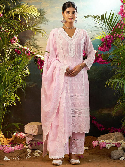 Women Ethnic Motifs Embroidered Cotton Kurta with Trousers & Dupatta