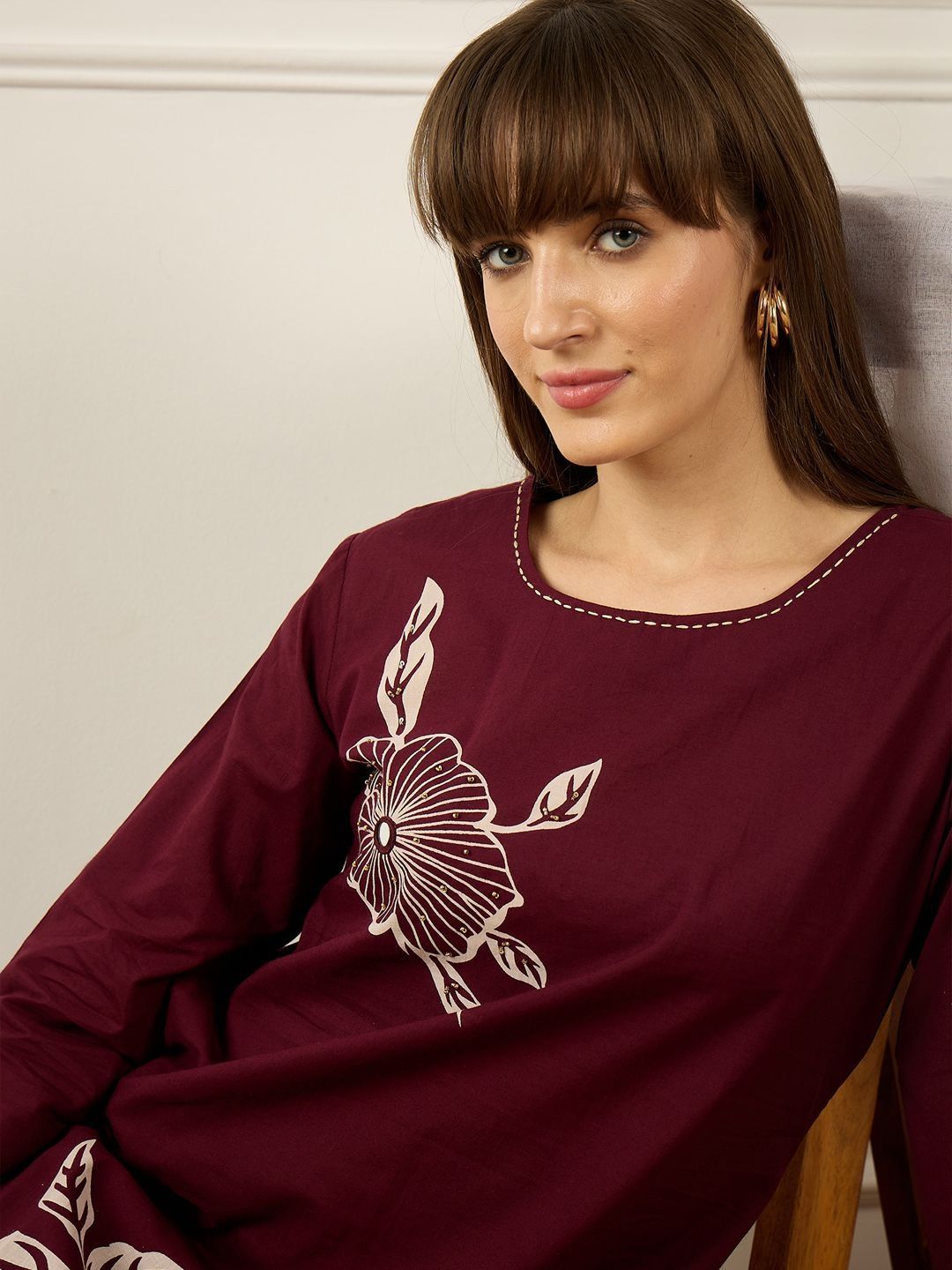 Women Floral Printed Regular Pure Cotton Kurta with Trousers