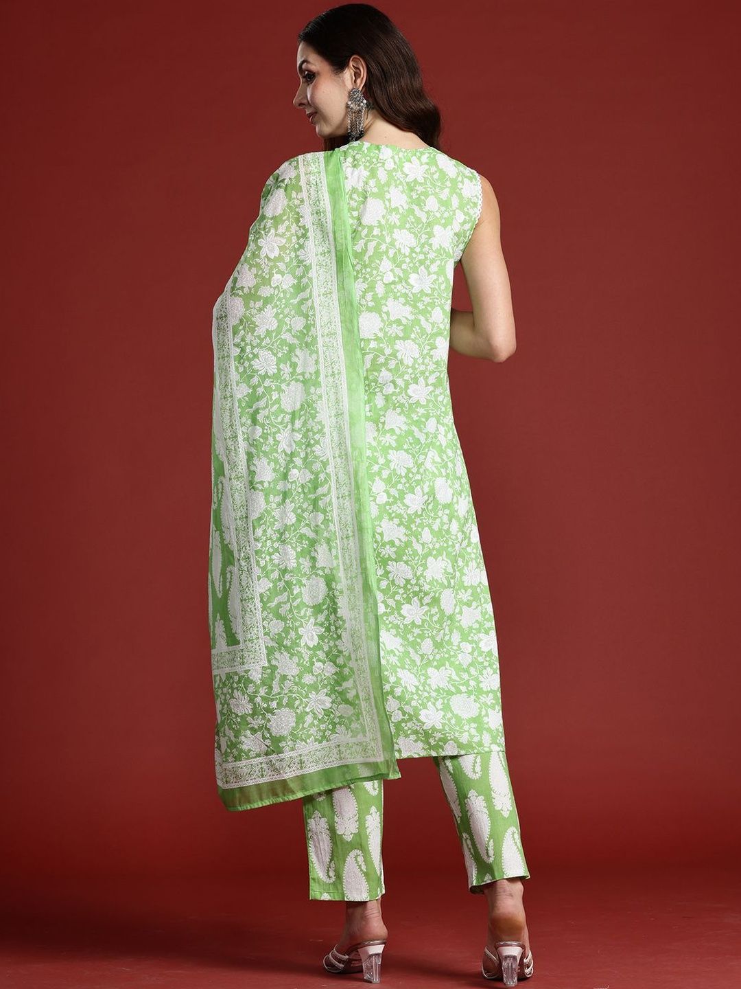 Women Floral Printed Regular Pure Cotton Kurta with Trousers & With Dupatta