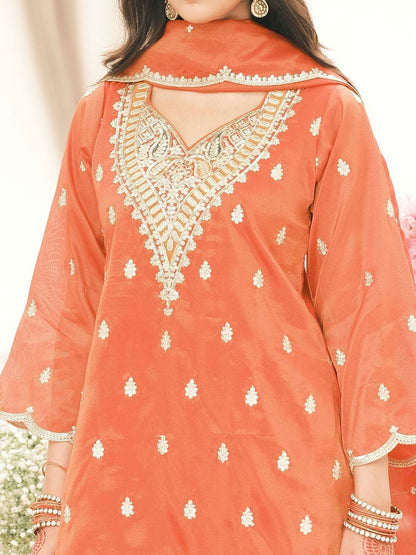 Women Ethnic Motifs Embroidered Kurta with Palazzo & Dupatta