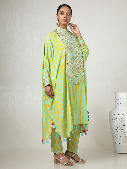 Dhiyona SO Women's Women Printed Regular Thread Work Kurta with Trousers