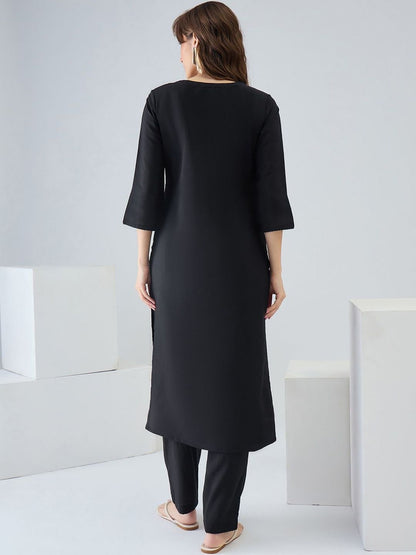 Women Floral Embroidered Regular Thread Work Kurta with Trousers