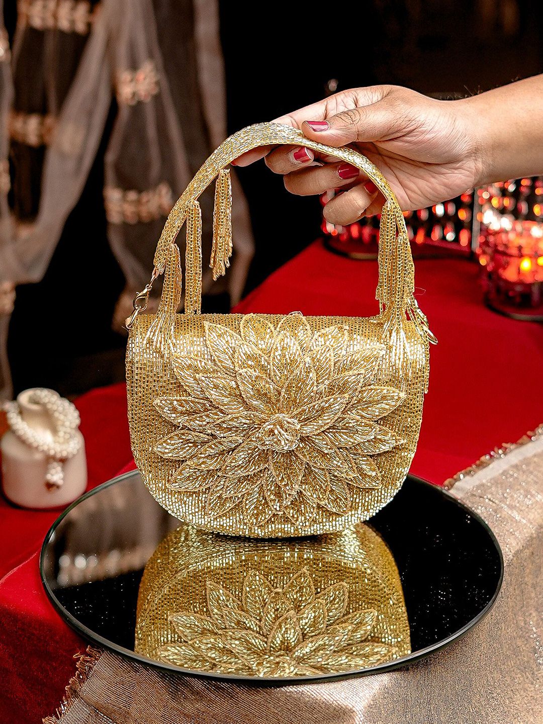 Dhiyona NR Embroidered Water Resistant Box Clutch