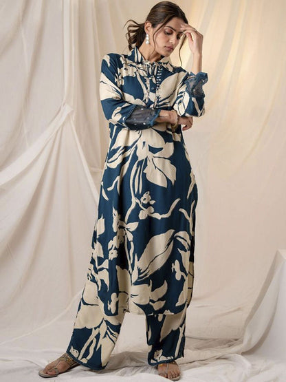 Floral Printed Straight Kurta with Palazzos