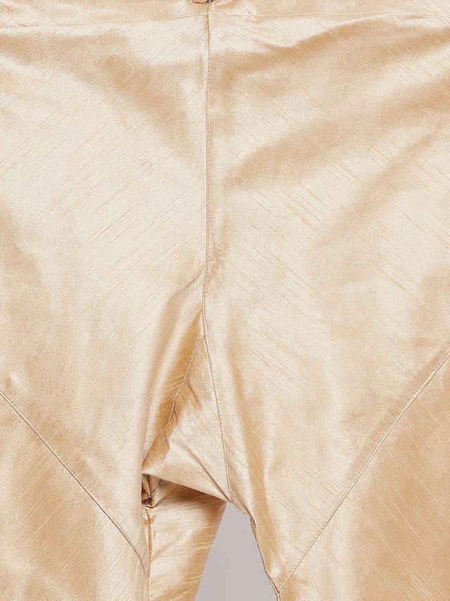 Men's Cream Silk Blend Straight Kurta Pyjama Set