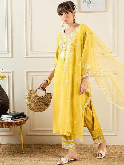 Dhiyona IE Women Yellow Kurta Sets