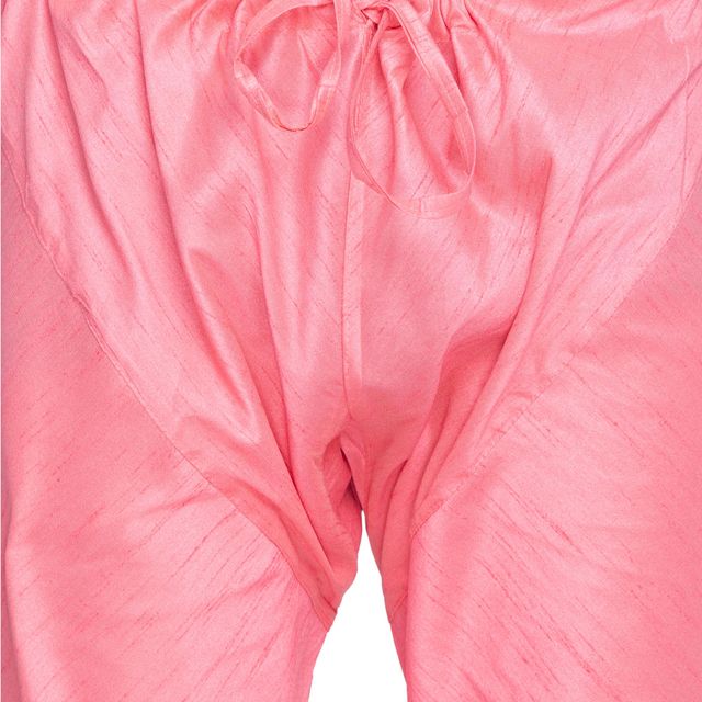 Men's Pink Silk Blend Straight Kurta Pyjama Set
