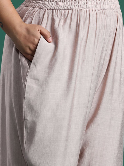 Floral Embroidered Regular Thread Work Round Neck Kurta with Trousers & Dupatta