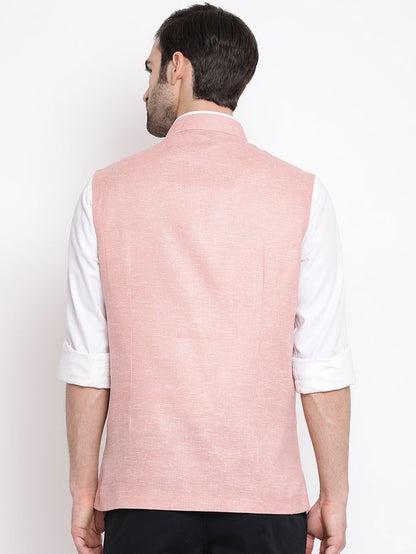 Men's Coffee Cotton Blend Straight Nehru Jacket