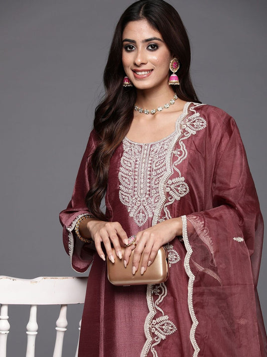 Women Ethnic Motifs Embroidered Kurta with Trousers & Dupatta