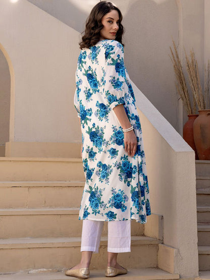 Dhiyona IE Floral Printed Pure Cotton Tunic With Trousers Co-Ords