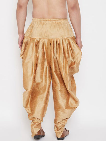 Men's Rose Gold Silk Blend Regular Dhoti