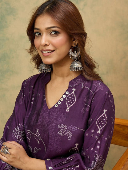 Dhiyona VA Women's Bandhani Printed Kurta with Trousers