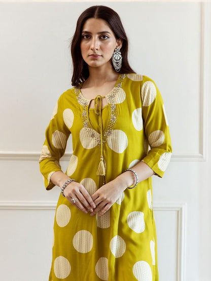 Women Geometric Printed A-Line Kurta with Palazzos