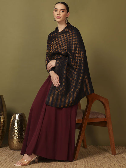 Dhiyona PA Checked Woven Design Shawl