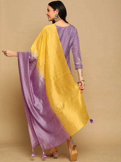 Dhiyona SN Women's Floral Embroidered Kurta with Trousers & Dupatta