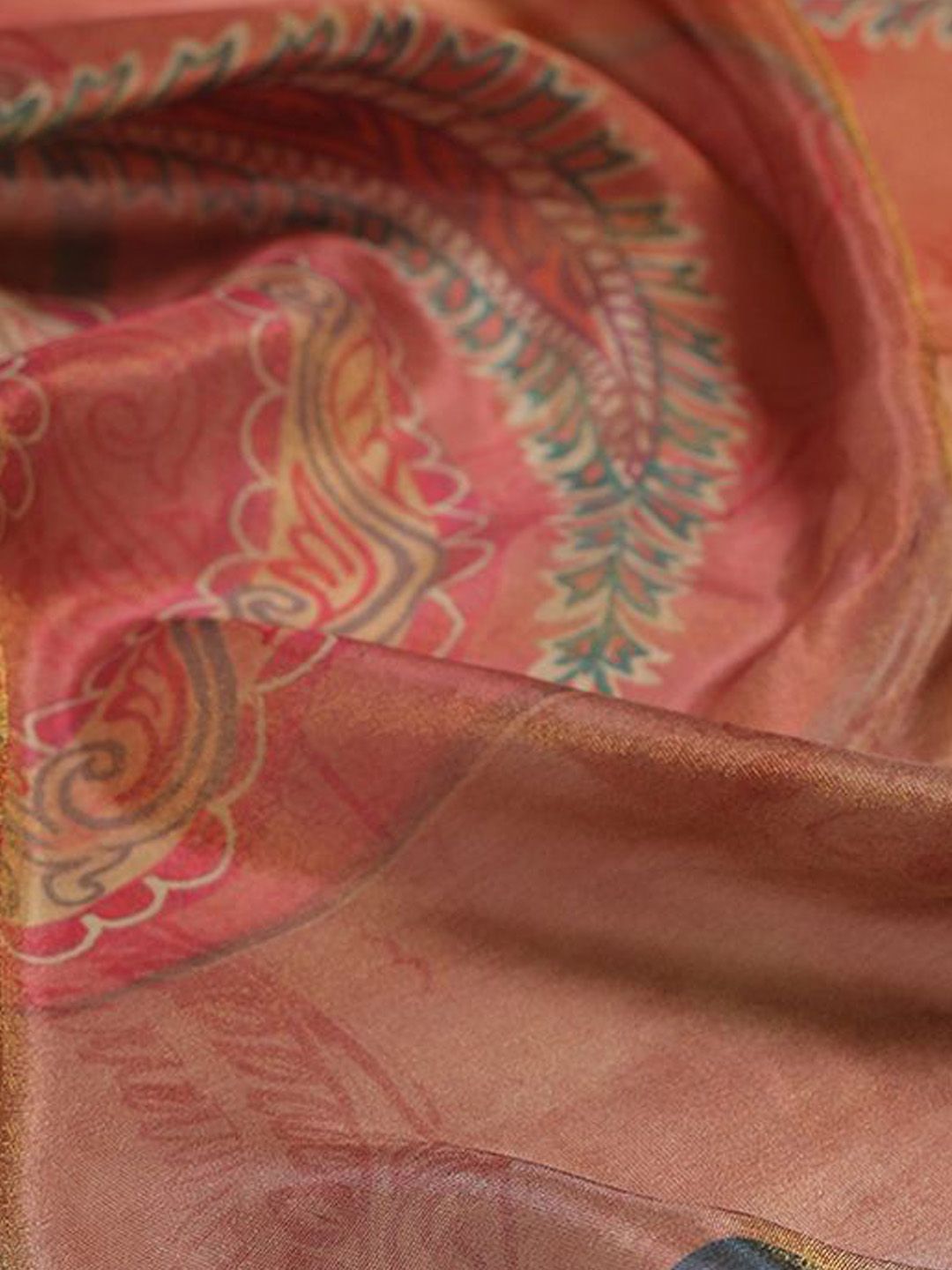 Dhiyona SO Women's Floral Printed V-Neck Beads And Stones Straight Kurta With Trousers And Dupatta