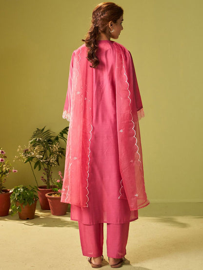Dhiyona IE Women Floral Embroidered Kurta with Trousers & Dupatta
