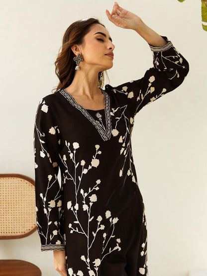 Dhiyona IS Women's Women Floral Printed Kurta with Palazzo