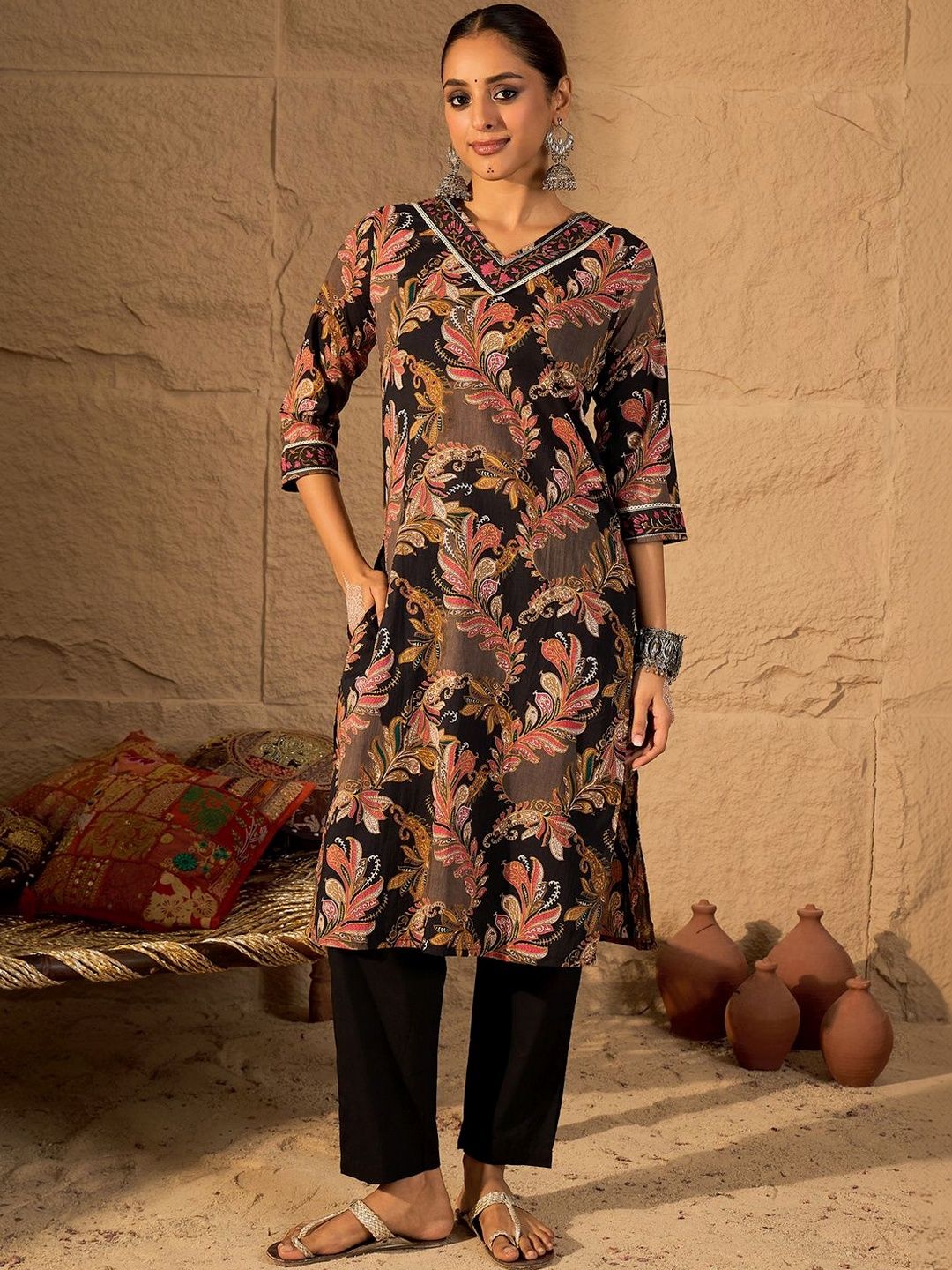 Women Paisley Printed Regular Pure Cotton Kurta with Trousers & With Dupatta