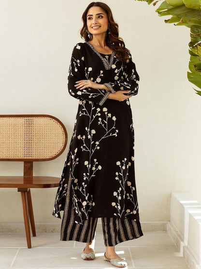 Dhiyona IS Women's Women Floral Printed Kurta with Palazzo
