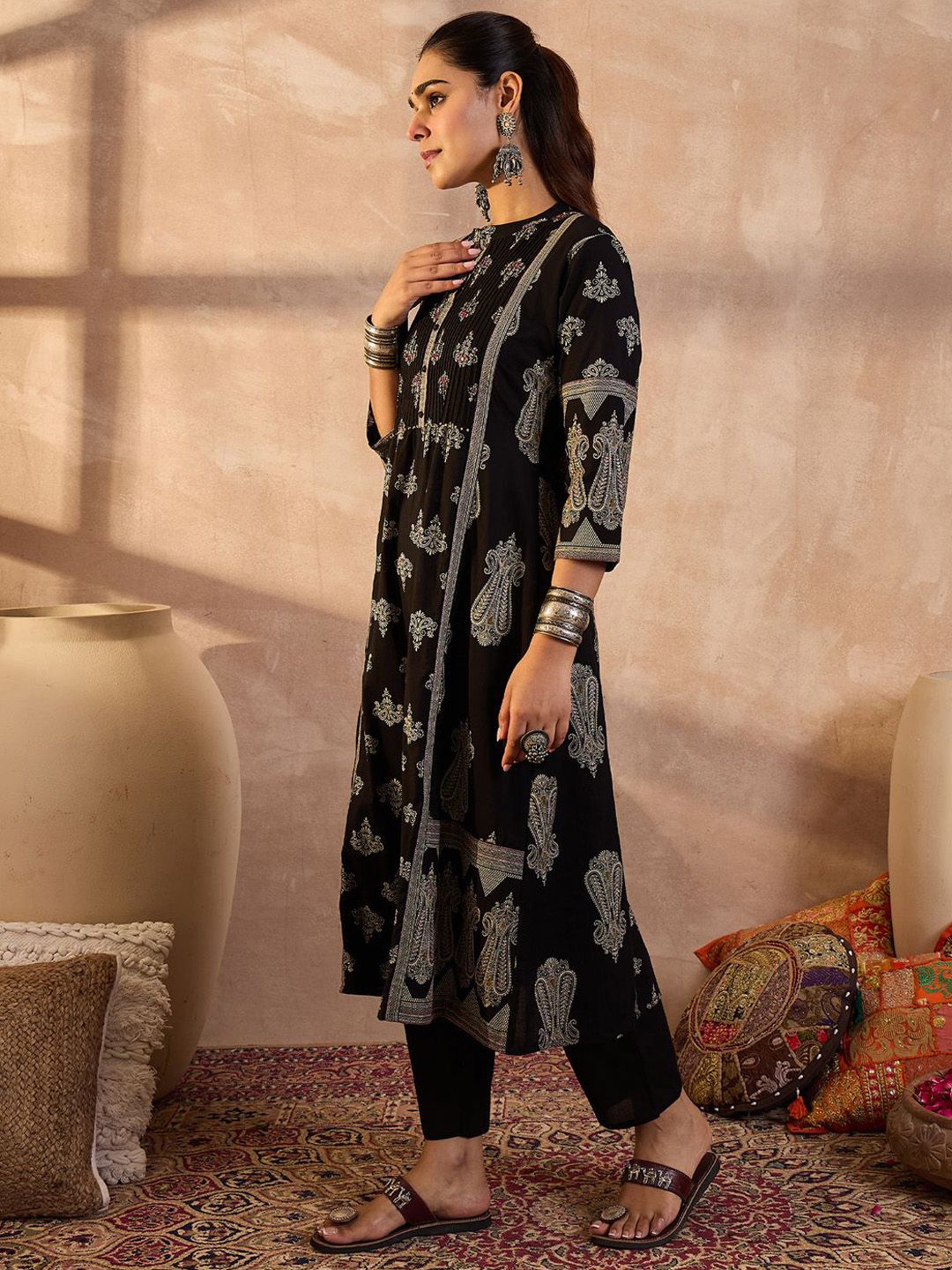 Dhiyona IE Printed Pure Cotton Tunic With Trouser