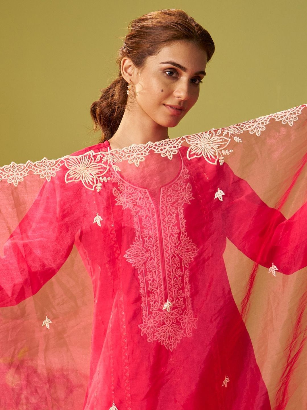 Women Ethnic Motifs Embroidered Regular Thread Work Kurta with Trousers & With Dupatta