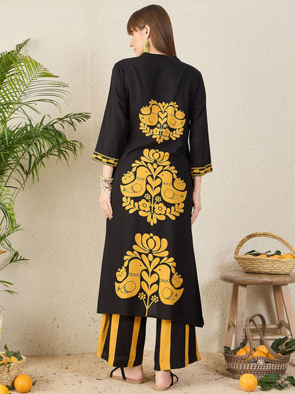Dhiyona IE Printed Mandarin Collar Tunic With Palazzo