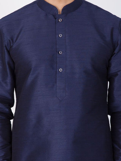 Men's Blue Silk Blend Pathani Kurta and Dhoti Set