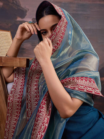 Dhiyona PD Women Zari Work Sleeveless Straight Kurta And Palazzo With Dupatta