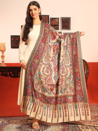 Dhiyona PA Paisley Embroidered Rangkalam Pure Wool Kalamkari Shawl