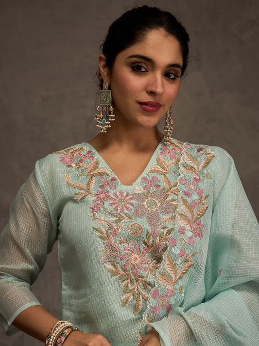 Women Floral Embroidered Kurta with Trousers & Dupatta