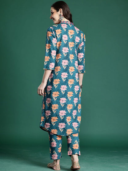 Dhiyona IE Printed Pure Cotton Tunic & Trouser Co-Ords