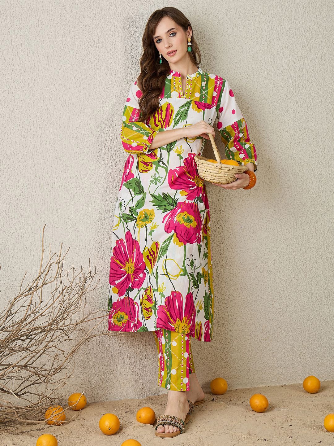 Dhiyona IE Printed Pure Cotton Tunic With Trouser