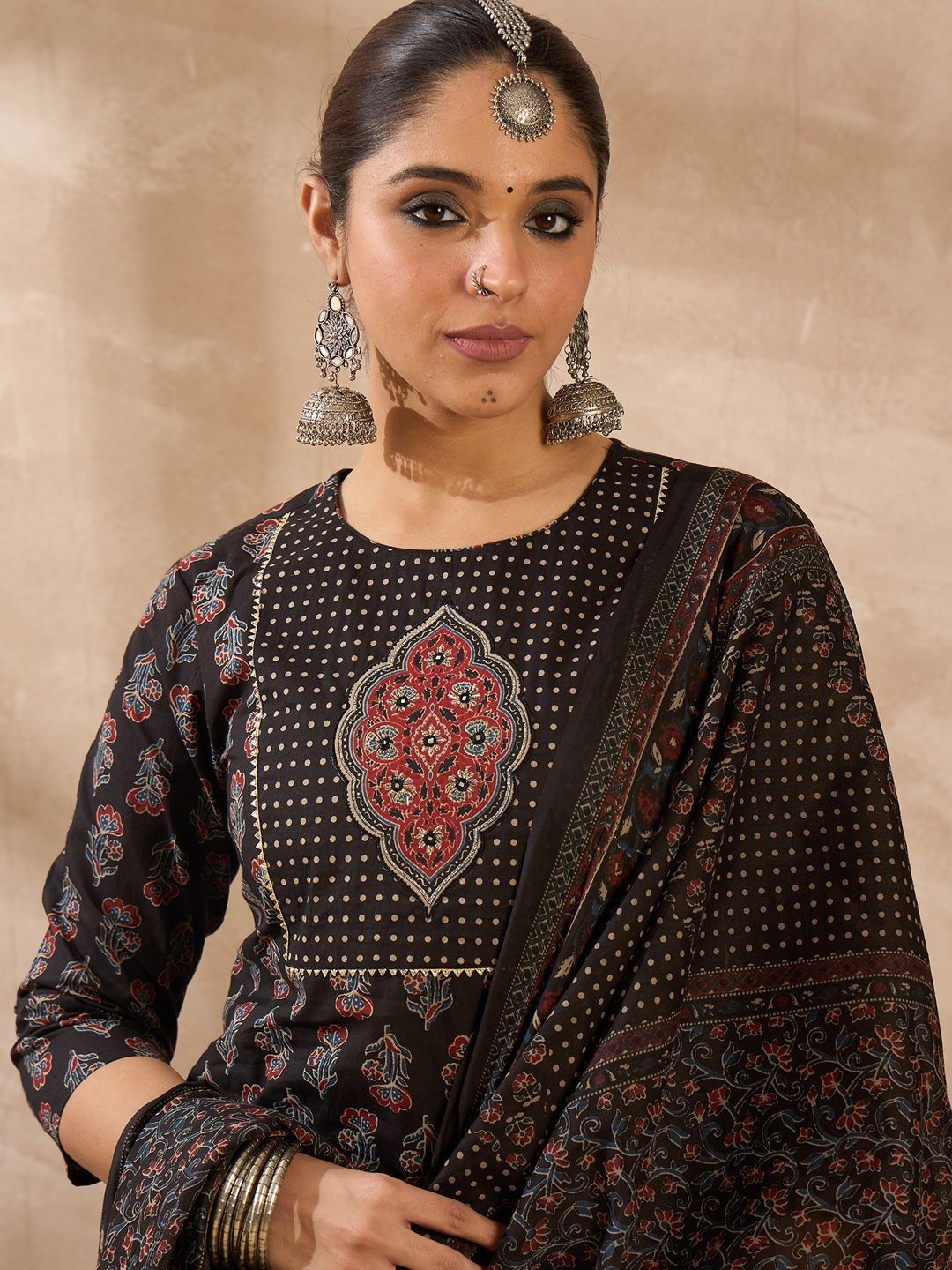 Women Ethnic Motifs Printed Cotton Kurta with Trousers & Dupatta