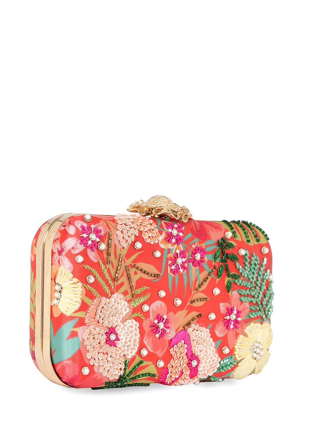 Dhiyona NR Floral Embroidered Clutch with Beaded Detail