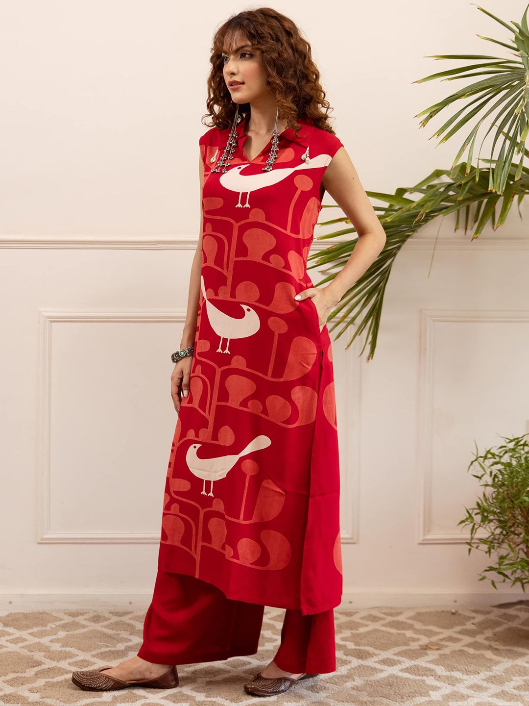 Dhiyona SN Women's Abstract Printed Pure Cotton Kurta with Palazzo
