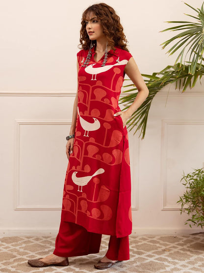 Dhiyona SN Women's Abstract Printed Pure Cotton Kurta with Palazzo