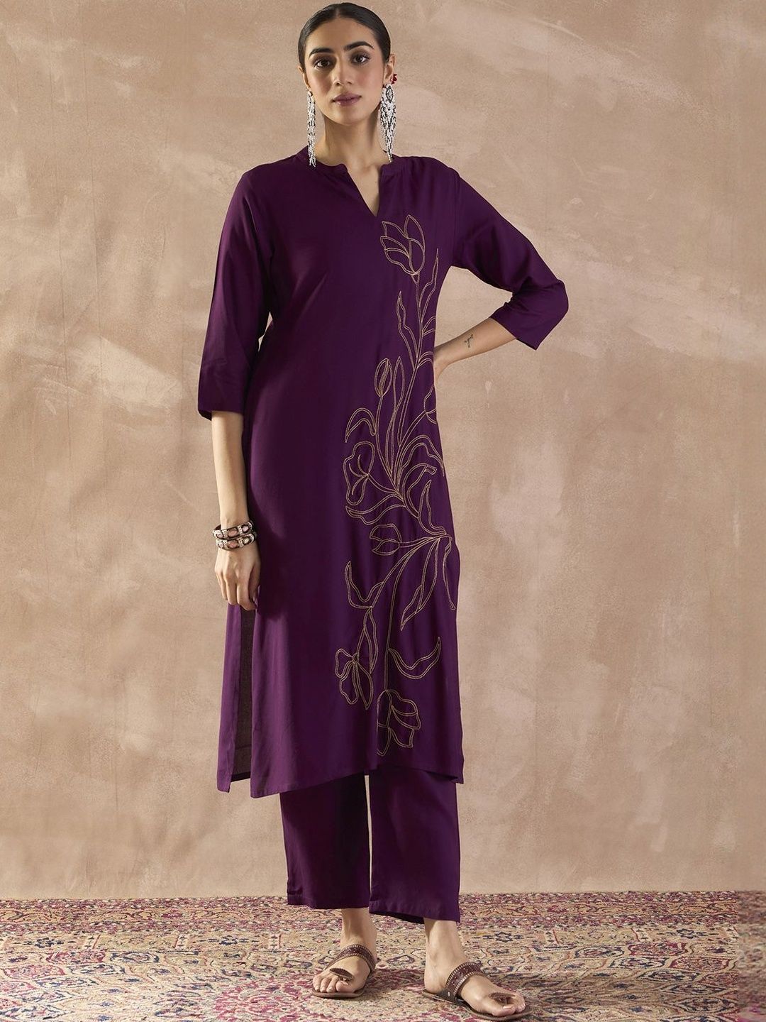 Dhiyona IE Embroidered Top With Trousers