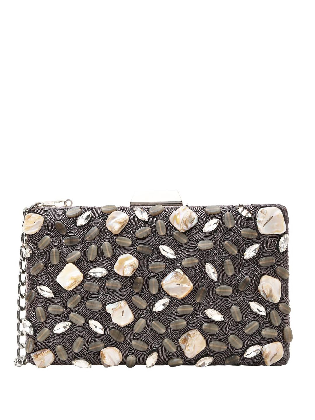 Dhiyona NR Mother Of Pearl Embroidered Box Clutch
