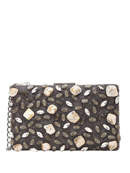 Dhiyona NR Mother Of Pearl Embroidered Box Clutch