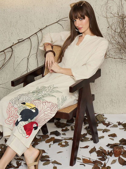 Dhiyona IE Embroidered Pure Cotton Tunic With Trousers